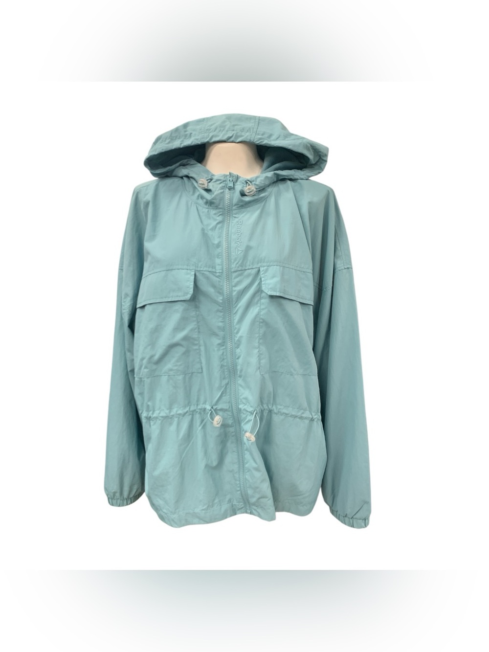 Reebok Light Teal Hooded Raincoat Size Xl
